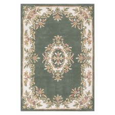 GREEN AUBUSSON RUG & RUNNER &