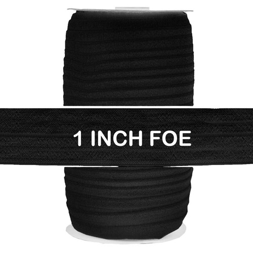 Black fold over elastic - black,
