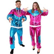1980S SHELL SUIT COSTUME SCOUSER SHINY RETRO TRACKSUIT MENS LADIES FANCY DRESS