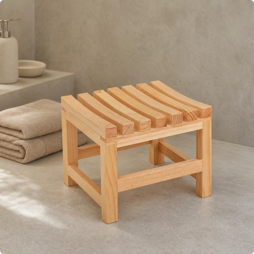 Bath stool with slatted seat - with,