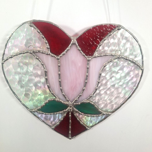 Vintage stained glass heart - stained,