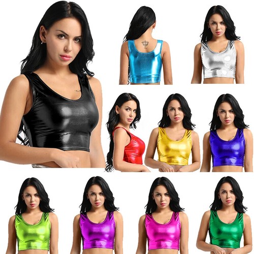 Womens shiny metallic crop - metallic,