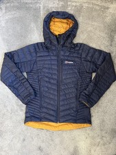 Mens Berghaus Extrem Micro Down Jacket Medium Nikwax Water Repellent Blue Hooded