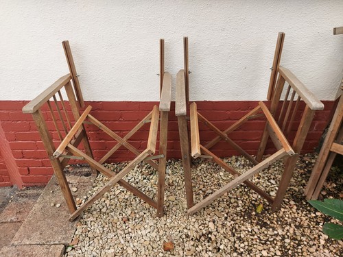 Pair vintage teak folding - pair,