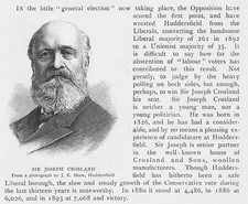 JOSEPH CROSLAND MP For Huddersfield - Antique Print 1893