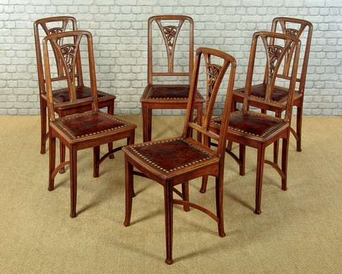 Antique set six art - of, nouveau