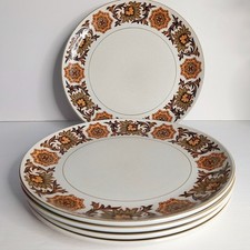 5 x Vintage Midwinter Woodland Dinner Plates 10.25” 26cm  Brown Orange Retro 70s