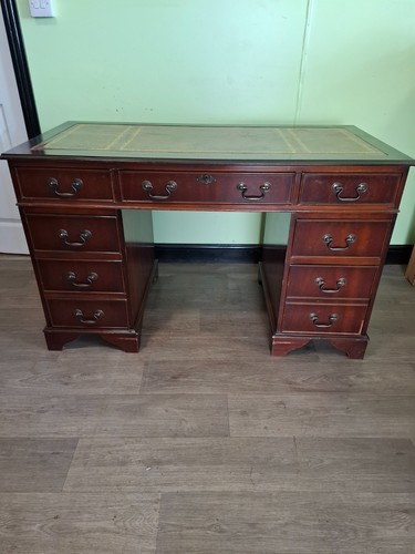 Mahogany pedestal leather top - mahogany,