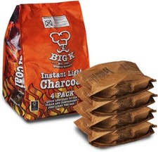 Big K Instant Light Lumpwood Charcoal for Outdoor Barbecue Cookouts -1kg 4 Pack
