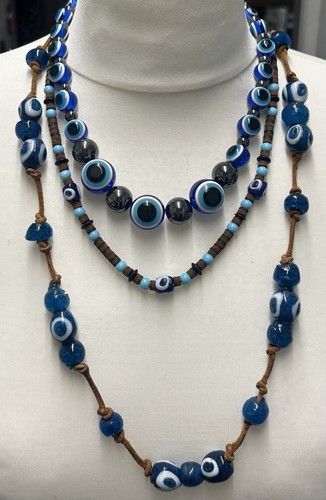Evil eye beaded blue - evil,