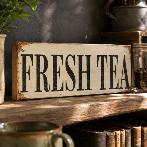 Tea sign vintage style wooden - style,