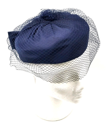 Vintage 80s navy hat veil - navy, pill
