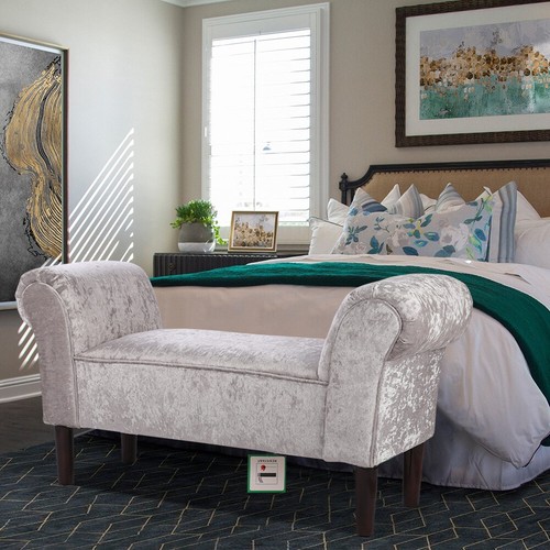Crushed velvet fabric ottoman - crushed,