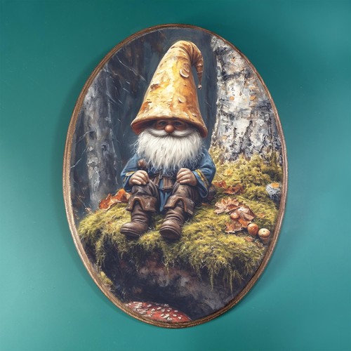 Gnome with mushroom hat wooden - gnome,