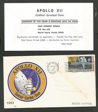 APOLLO 12 MOON LANDING CERTIFIED SERIALIZED COVER  LIMIT 3000 NOV 19,1969 SPACE