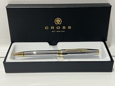 Cross Coventry Ballpoint Pen Chrome Silver with Gold  Tone Trim - With Gift box