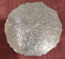 Stratton Silver Plate Queen Leaves-Vintage Make Up/Powder Mirror Compact-204