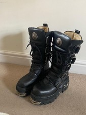 New Rock Reactor Vtg Mid Calf Heavy Boots Goth Punk Rock Steampunk