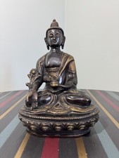 7” Tibet Bronze Medicine Buddha excellent old bronze statue