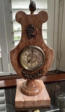 Pink Rouge Marble Mantel Boudoir Clock Brass Bronze Mounts Antique