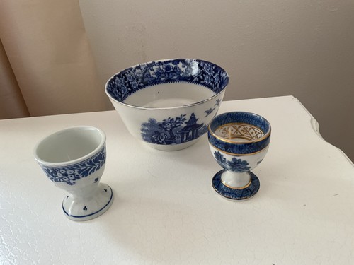 Blue white willow pattern - white,
