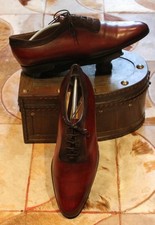 Berluti Oxblood Leather with Suede Saddle Oxfords - UK 10