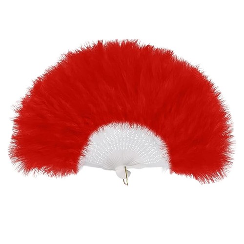 Ladies red feather fan 20s - ladies,