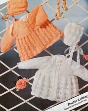 1723 BABY GIRL DK MATINEE JACKETS & BONNETS 16-20" VINTAGE KNITTING PATTERN COPY