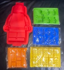 LEGO COLLECTION SILICONE BAKING MOULDS NEW NEVER USED 4 TO 11 INCH LENGTH X 5