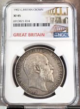 1902 GREAT BRITAIN SILVER 1 CROWN KING EDWARD VII NGC XF 45 RARE BEAUTIFUL COIN
