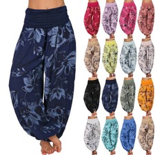 Womens Hippy Baggy Yoga Harem Pants Ali Baba Wide Leg Floral Trousers PLUS SIZE