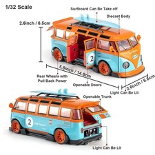 1:32 VW T1 Vintage Bus Diecast Model Car Toy Collection Kids Light&Sound Gift