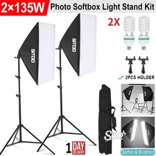 2 X 135W Softbox Lighting Kit Photo Soft Box Studio Continuous Light Video Stand