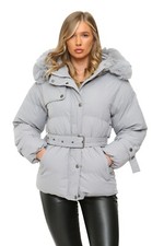 Womens Ladies Padded Quilted Hooded Warm Winter Jacket Coat Size 8-16