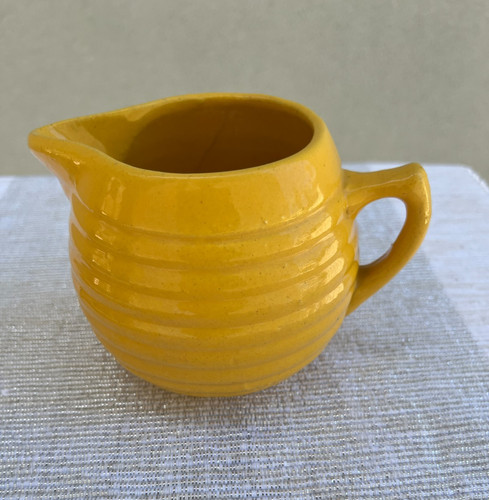 Vintage yellow pottery - vintage, creamer