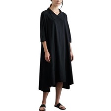 Zambesi A Frame Black Midi Dress Size S M Lagenlook Asymmetric Accent Collar