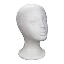 Polystyrene Foam Head Dummy Mannequin Female Model For Hat, Hair Wigs Display