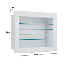 Collectors Display Cabinet Wall Mounted Storage 4 Adjustable Shelf Wood Cupboard