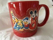 Walt Disney World Red Coffee Cup/Mug Goofy Pluto Donald Duck Mickey 2008