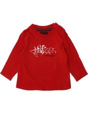 TOMMY HILFIGER Baby Boys Graphic Top Long Sleeve 6-9 Months Red Cotton AM07