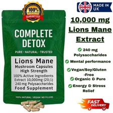 Lions Mane Mushroom High Strength 10,000mg Caps Support Brain, Memory & Focus UK