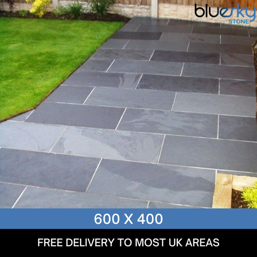 Black slate paving - black,