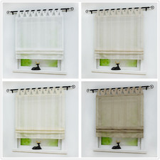 Roman Curtains Shade Window Solid Net Curtains Sheer Liftable Tab Top Blinds