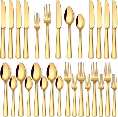 Pcs gold silverware set - gold,