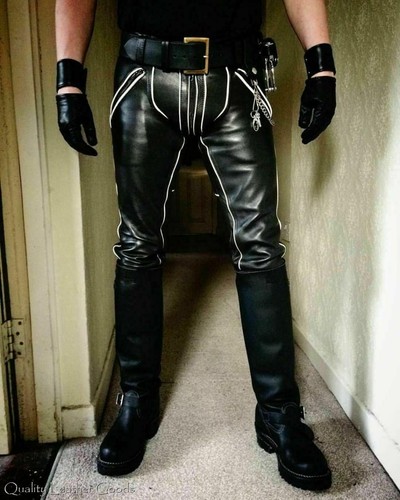 Mens leather leder jeans - leather,