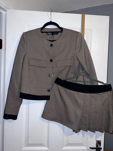 Brown zara blazer and - zara, skort