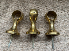 x3 Brass Curtain Pole Holders Reclaimed Vintage Salvaged