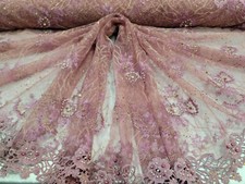 Mauve Embroidery Lace Floral