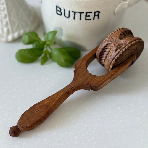 Antique treen wooden butter - treen,