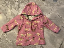 Hatley Girls lined raincoat age 1 Toddler Pink Green lining Ponies excellent con